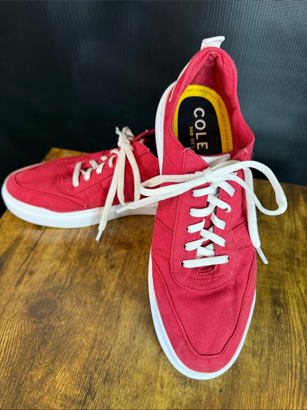 Cole Haan Red Canvas Lace-Up Women's Sneakers with White Soles